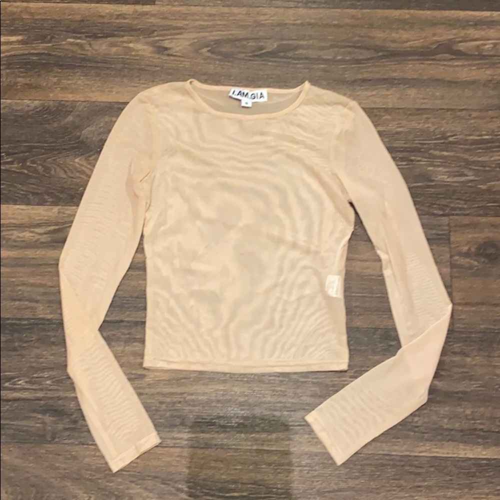 I.AM.GIA Sheer Long Sleeve Tee in Nude